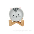 Ceramic Pet Cat Dog Food Bowl With Stand